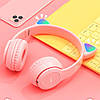 Бездротові Bluetooth навушники з котячими вушками та підсвічуванням Cat Miu Star P47 Рожеві / Дитячі навушники, фото 5