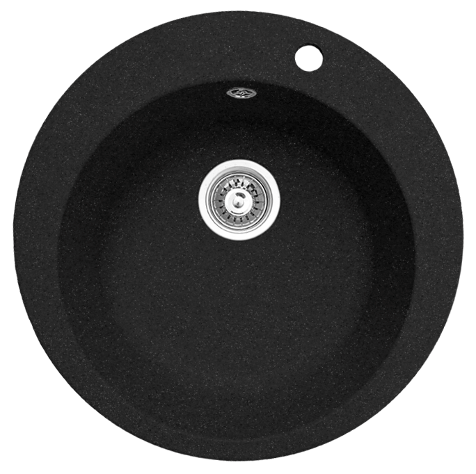 Кам'яна плита гранітна мийка для кухні чорного кольору із штучного каменю врізна кругла
