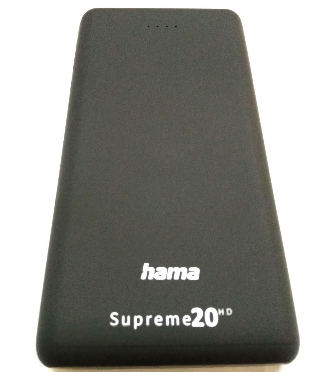 Повербанк Hama Supreme 20000 mAh, 2 USB входи, USB-C, Micro-USB, швидк. зарядка, кабель USB-USB-C, сірий, фото 1