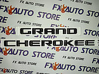Эмблема шильдик логотип надпись буквы GRAND CHEROKEE Черный Матовый 530 Х 20 мм для Jeep на дверь