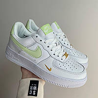 Жіночі шкіряні білі кросівки Nike Air Force 1 Mini Swoosh . Світяться в темноті (значок))