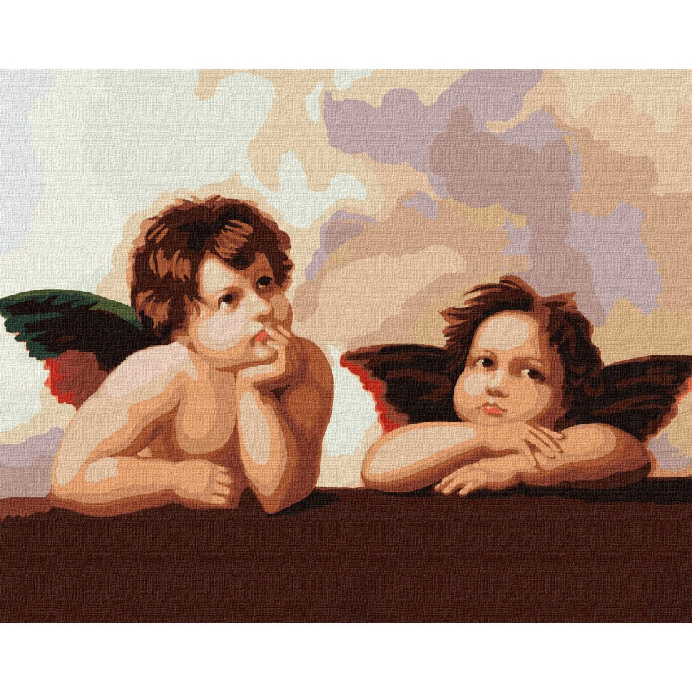 Картина за номерами "Чарівні янголочки"  Рафаель Санті Ідейка KHO4829 40х50 см