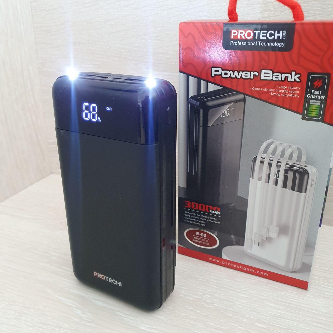 Мощный Павербанк Powerbank ProTech B-06 30000mAh повербанк с большой ...