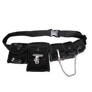 Нагрудна та поясна сумка органайзер Чорна 5 кишень