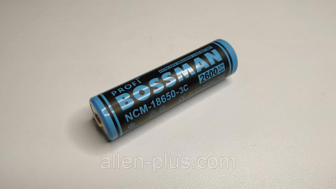 Акумулятор BOSSMAN Li-Ion 18650 3,7V 2600 mAh, опуклий плюс