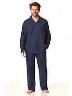 Классическая мужская фланелевая пижама в клетку синего цвета. Key MNS 429