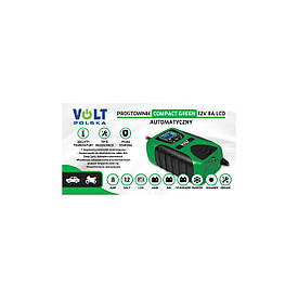 Зарядний пристрій із РК-дисплеєм 12В 8А компактний зелений VOLT POLSKA