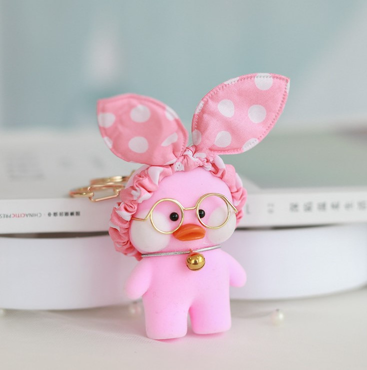 Брелок на рюкзак, ключі Качечка Нанафан Пов'язка рожевий горох