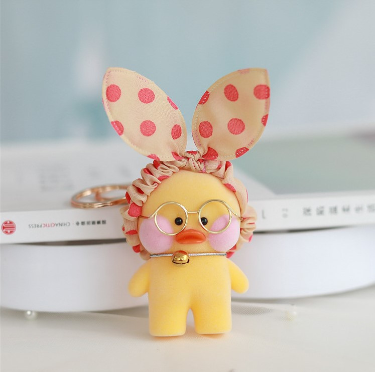 Брелок на рюкзак, ключі Качечка Нанафан Пов'язка біла в горох