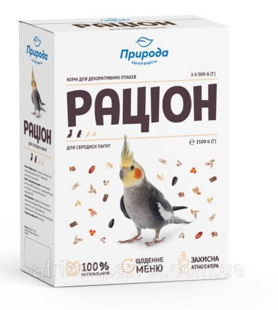 Корм Раціон для середніх папуг 1,5 кг