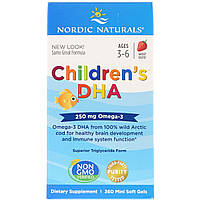 Рыбий жир (ДГК) для детей Nordic Naturals Children's DHA 3-6 лет 250 мг Вкус Клубники 360 мини капсул z12-2024