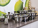 Набір кухонного посуду з неіржавкої сталі 12 предметів Edenberg EB-1141/Набір каструль із неіржавкої сталі, фото 2
