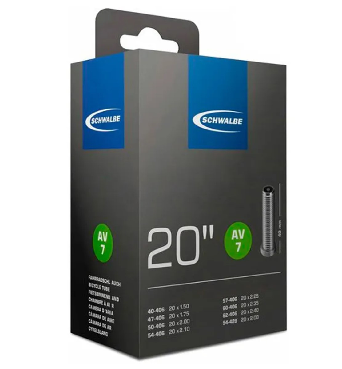 Камера 20x1.50-2.40 (40/62-406) SCHWALBE AV7 40 mm EK AGV
