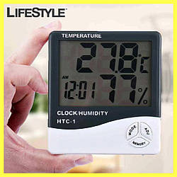 Електронний кімнатний Термометр HTC-1 для вимірювання температури та вологості у приміщенні