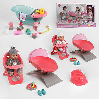 Пупс 24924 TK Group, овечка з музикою, колиска, ванна, стільчик, п'є, ходить в туалет