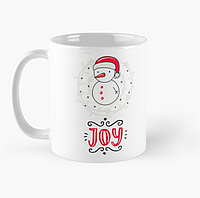 Чашка Керамическая Кружка с принтом Joy Снеговик Белая 330 мл