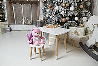 Дитячий білий прямокутний стіл і стільчик фіолетова корона. Столик для ігор, уроків, їжі. Білий столик, фото 10