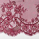 Ажурне французьке мереживо шантильї (з війками) кольору бордо шириною 150 см, довжина купона 3,0 м., фото 5