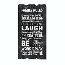 Декоративна дерев'яна табличка 30 15 " Familly rules"