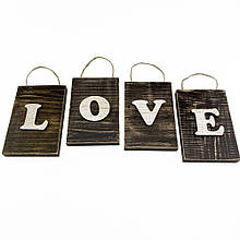 Дерев'яне панно на стіну з 4 частин "LOVE" 15х10