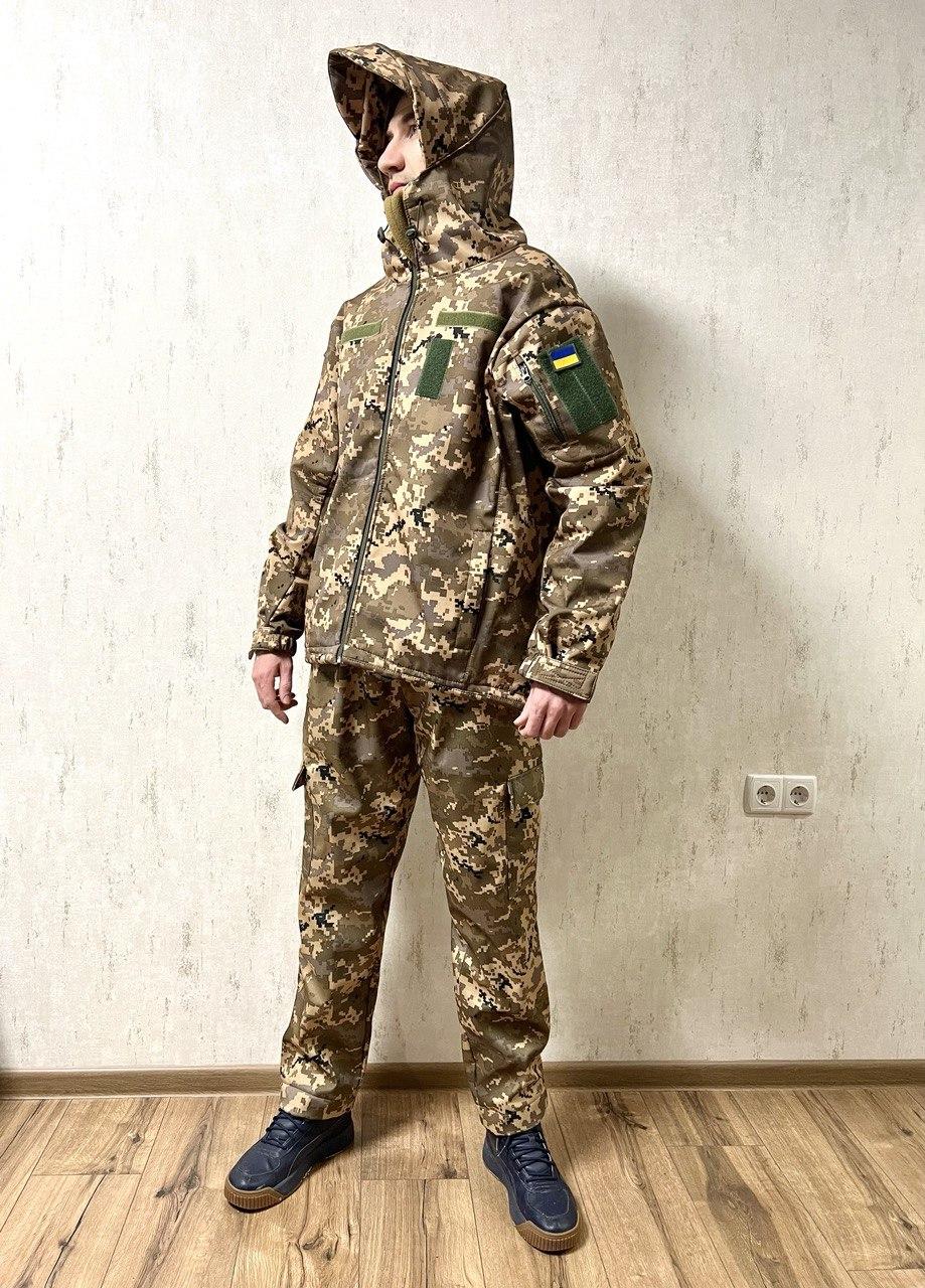 Костюм весна куртка і брюки SoftShell комплект. Піксель ЗСУ. Розмір ХL.