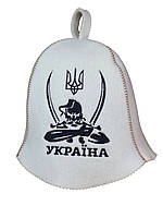 Банная шапка Luxyart "Козак з шаблями" искусственный фетр белый (YT-315)