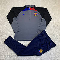Спортивный костюм Барселона новый сезон 2022-2023 тренировочный футбольный костюм Barcelona серый для футбола