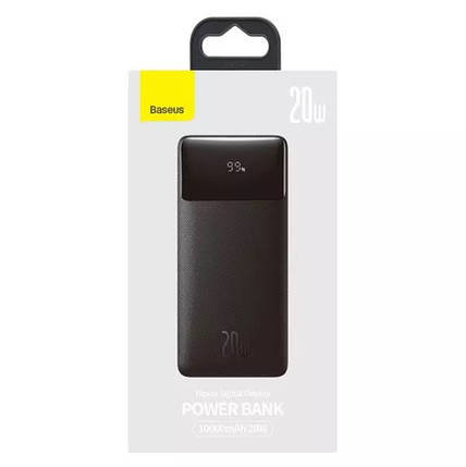 Універсальна батарея Baseus Bipow Digital Display Power Bank 10000mAh 20W Black (Чорний), фото 1