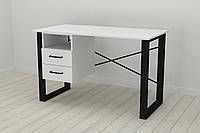 Письменный стол с ящиками Ferrum-decor Оскар 750x1400x600 металл Черный ДСП Белое 16 мм (OSK0022) z14-2024