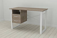 Письменный стол с ящиками Ferrum-decor Оскар 750x1400x600 металл Белый ДСП Сонома Трюфель 16 мм (OSK0033)