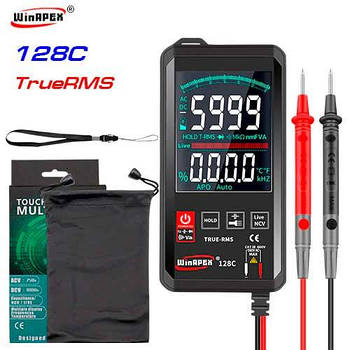 WinAPEX, 128C, мультиметр TrueRMS, відрахунків: 6000, AC/DC 600В, 60МОм, 60 мФ, 10МГц, NCV, вбудовувальний лід
