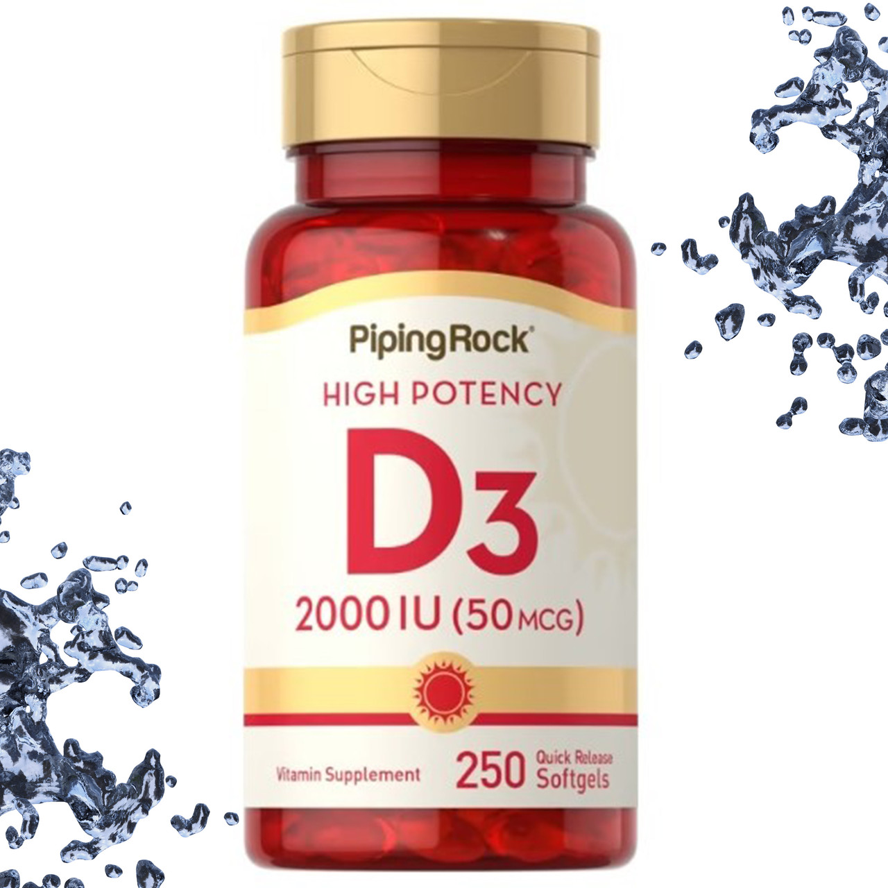 Вітамін Д3 Piping Rock Vitamin D3 50 мкг (2,000 IU) 250 гелевих капсул, фото 1