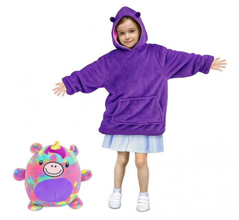 Дитячий худі-трансформер толстовка м'яка іграшка Huggle Pet Hoodies Violet Розмір 140