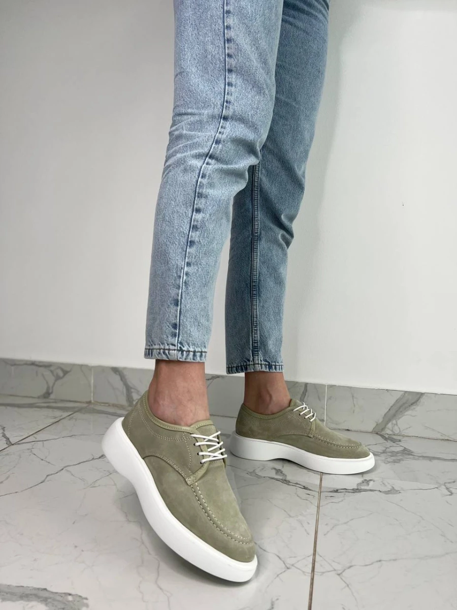 Жіночі демісезонні черевики ShoesBand Оливкові натуральні замшеві всередині екокожа 39 (25,5 см) (S57051-1)