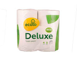 Туалетний папір 4 шт. білий (Ecolo deluxe 150 відривів) ТМ РУТА