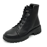 Ботинки черные женские с молнией сбоку кожаные на шерсти 36 размер 8171 Sergio Billini