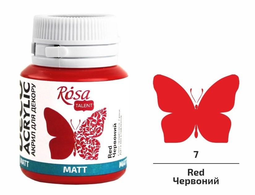 Фарба акрилова матова червона (07) 20 мл Rosa Talent