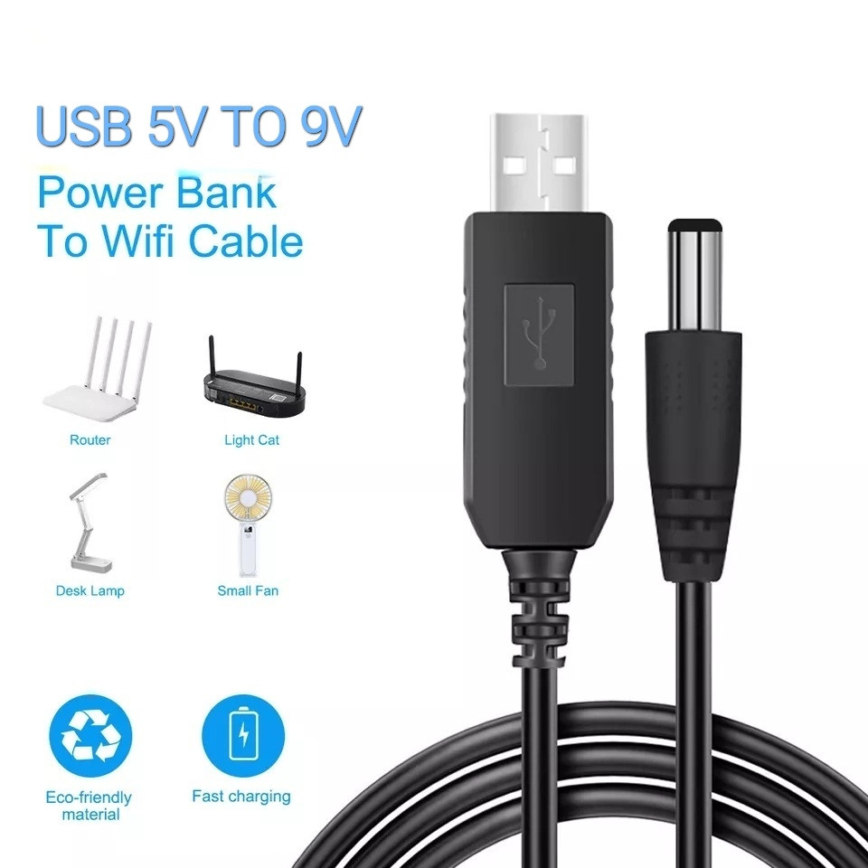 Кабель живлення для роутера Wi-Fi світча від Power Bank DC 5V до 9V USB DC 5.5×2.5mm