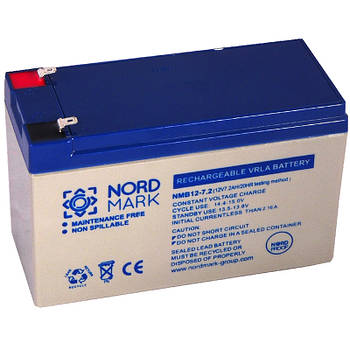 Акумулятор Nordmark AGM 12V 7Ah, Terminal T1 (4.75мм) (NMB12-7)