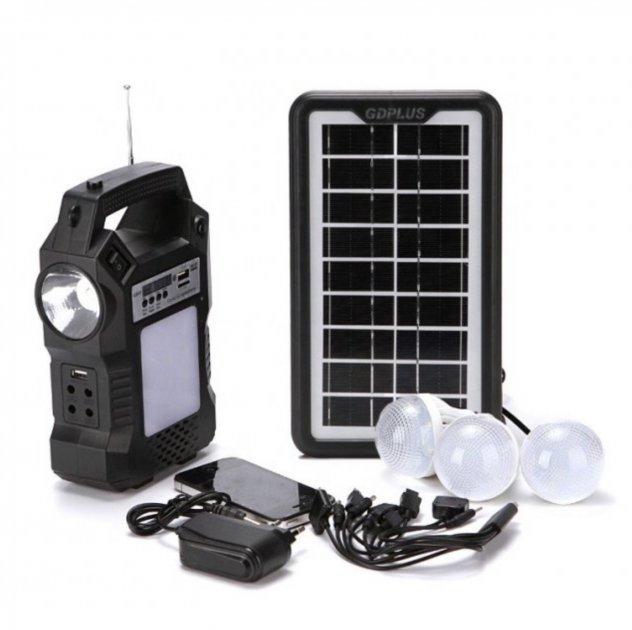 Портативна сонячна автономна система Solar GDPlus GD-8060 + FM радіо + Bluetooth