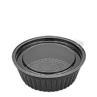Соусник пластиковий, ємність для холодних страв 120 мл чорний (РЕТ)