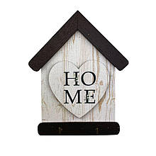 Декоративна дерев'яна ключниця-хатка мала 13х16 см "Home" (з серцем)