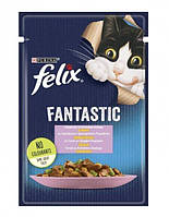 Purina Felix Fantastic (Феликс Фантастик) консервований корм для котів з фореллю та бобами у желе, 85 гр