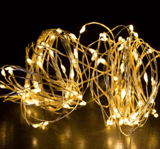 Гірлянда Роса дріт 50led довжина 5 метрів колір теплий на батарейках, фото 1