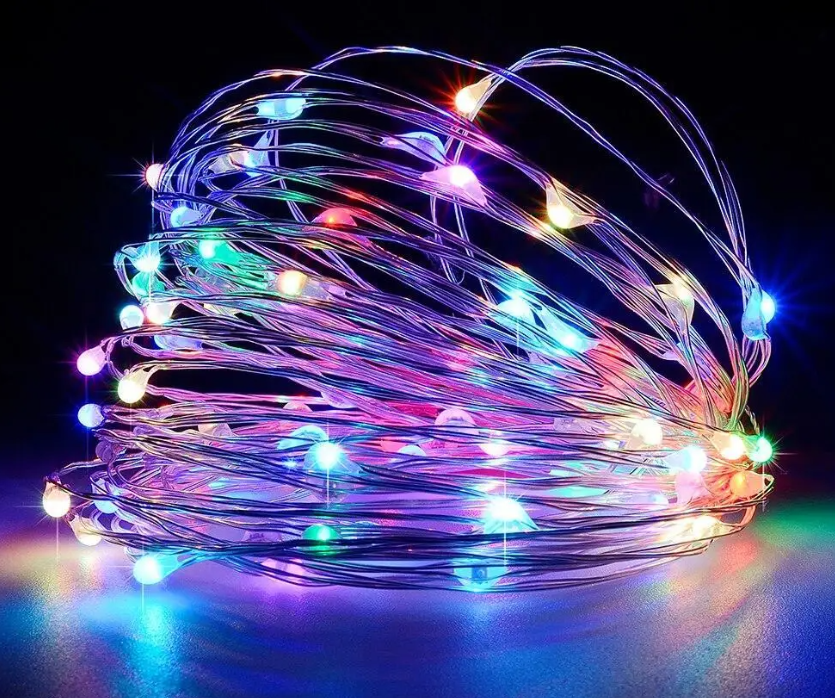 Гірлянда на дроті Крапля роси 50 LED 5 м Мульти на батарейках