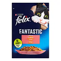 Purina Felix Fantastic (Феликс Фантастик) консервированный корм для котов с лососем в желе, 85 гр