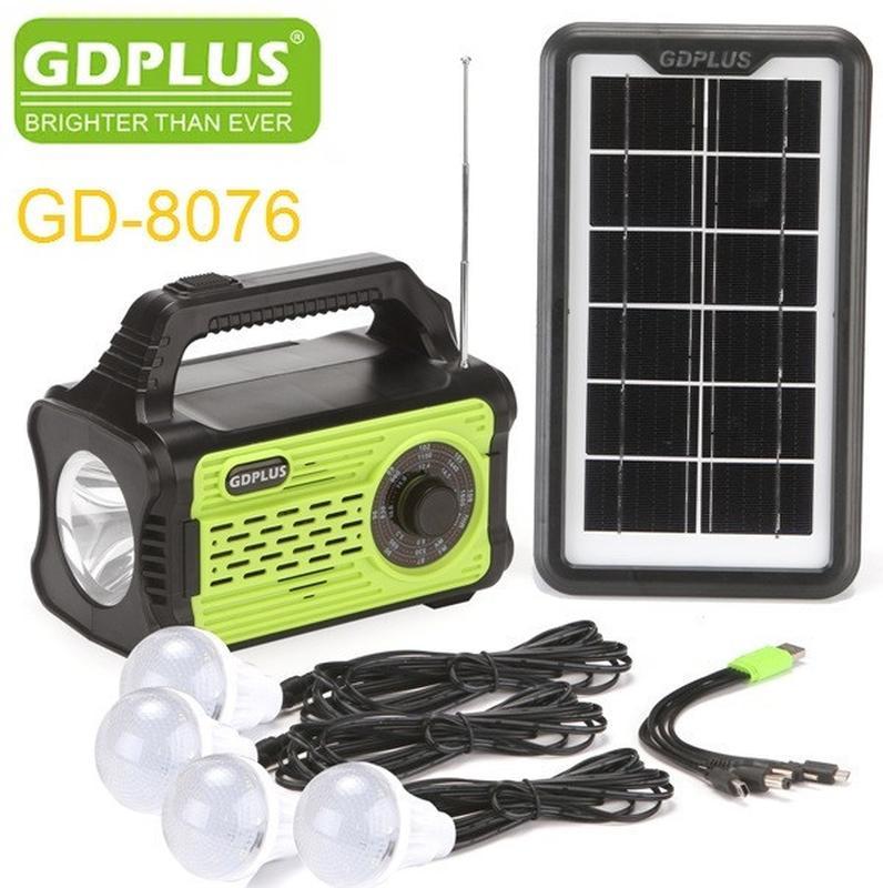 Портативна сонячна автономна система Solar GDPlus GD-8076 + FM радіо + Bluetooth