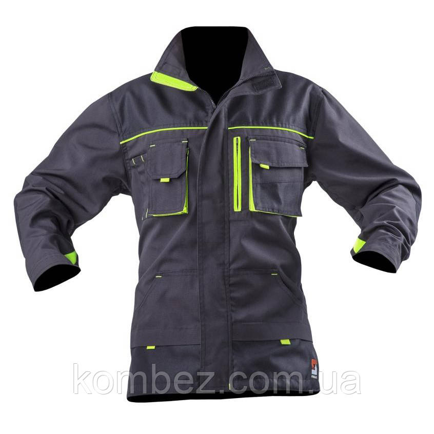 Куртка робочая STEELUZ, темно-серый/салатовый тк.canvas (65%п/э+35%х/б) - фото 1 - id-p1728287894