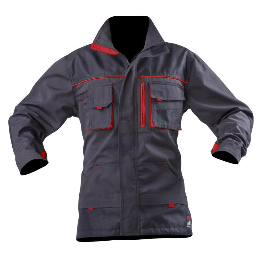 Куртка рабочая STEELUZ, темно-серая/красный, тк.canvas (65%п/э+35%х/б) - фото 1 - id-p1728288230