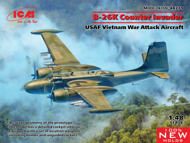 Пластикова модель 1/48 ICM 48279 американський бомбардувальник B-26K Counter Invader